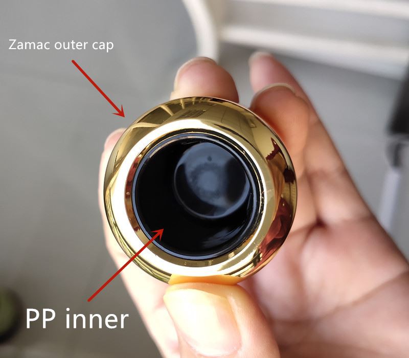 PP insert of zamac perfume cap